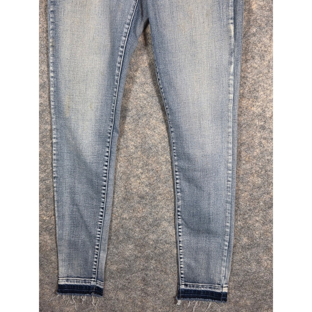Y2K Mudd FLX Stretch High Rise Jean Legging Light Wash Raw Hem Skinny Size 5 - Picture 3 of 13